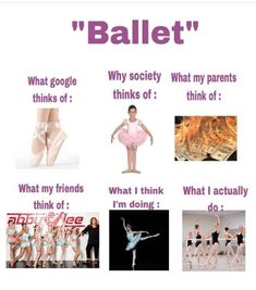 a poster with different types of ballet related items