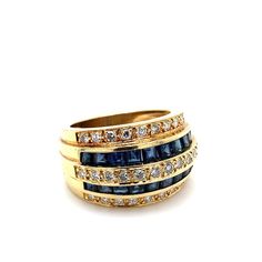 Handmade diamond and sapphire ring in 18k gold. Ring currently sits at a size 7 and can be resized at no cost. Ring contains .84ctstw of diamond and 2.70ctstw of sapphire. Diamond And Sapphire Ring, Saphir Ring, 18k Gold Ring, White Gold Rings, Rings Statement, Blue Topaz, Sapphire Ring, Gold Ring, My Jewellery