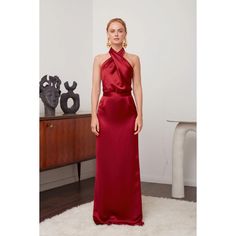 Aliur Red Long Open Back Evening Gown | UNDRESS | Wolf & Badger Pre-draped Evening Gown For Prom, Pre-draped Maxi Dress For Prom Evening, Pre-draped Evening Dress For Prom Season, Silk Floor-length Evening Dress For Gala, Gala Silk Floor-length Evening Dress, Glamorous Silk Evening Gown, Silk Evening Gown For Gala, Glamorous Silk Floor-length Evening Dress, Pre-draped Evening Dress For Gala Party