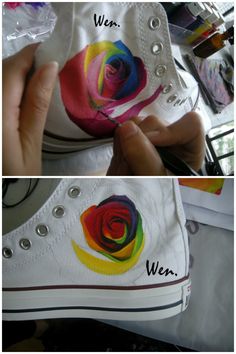 Tiy Diy, Rose Diy, Painting Shoes, Shoe Refashion, Painted Canvas Shoes, Art Shoes, Diy Print