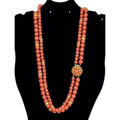 Vintage Florenza Coral Gold Acrylic Bead Double Strand Necklace Button Clasp 24". Good Used Vintage Condition, Amazing Long Double Strand Signed Florenza In A Beautiful Coral Peach Color Of The Year 2024. Please Review All Pics For Overall Condition And Measurements. Elegant Coral Jewelry With Gold Beads, Elegant Coral Beaded Necklaces With Large Beads, Elegant Coral Necklaces With Large Beads, Coral Peach Color, Color Of The Year 2024, Double Strand Necklace, Coral And Gold, Coral Peach, Peach Color