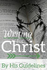 an open book with the words writing for christ written on it and a crown of barbed wire