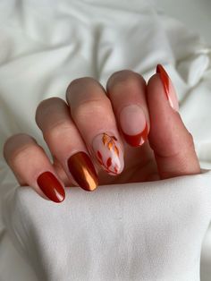 September Nails, October Nails, Smink Inspiration, Seasonal Nails, Makijaż Smokey Eye, Thanksgiving Nails, Winter Nail Designs, Fall Nail Art, Orange Nails