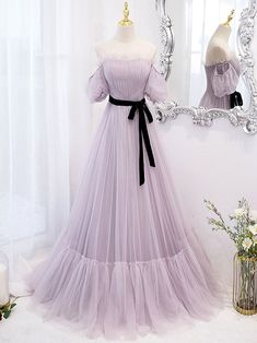 Lavender Prom, Prom Dress Purple, Purple Dresses Formal, Prom Dress A Line, Lavender Prom Dresses, Tulle Long Prom Dress, Purple Bridesmaid Dress, Purple Tulle, Purple Evening Dress