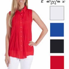 Fever Womens Sleeveless Blouse With Matching Detachable Camisole New With Tags Size Small Versatile Red Tops For Summer, Versatile Red Top For Summer, Versatile Red Summer Top, White Tunic Shirt, Tie Dye Blouse, Fashion Blouses, Layered Tunic, Layered Blouse, Waffle Knit Top