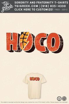 a t - shirt with the word hoco on it and an image of a basketball ball