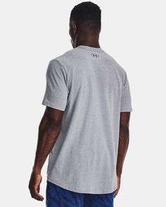 Super-soft, cotton-blend fabric provides all-day comfort|Ribbed collar Athletic Heather Cotton Athleisure Tops, Athletic Heather Cotton Top For Streetwear, Heather Grey Relaxed Fit Cotton Top, Heather Gray Cotton Top For Streetwear, Under Armour Relaxed Fit Crew Neck Top, Casual Under Armour Tops, Casual Solid Color Under Armour Tops, Under Armour Cotton Crew Neck Top, Casual Heather Grey Cotton Top