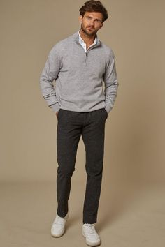 Men’s business attire guide for spring 2024 15 ideas 2023 Spring Mens Fashion Trends, Smart Jumper Outfit Men, Men Work From Home Fashion, Business Casual Large Men, Office Style Men Work Outfits, Men’s Office Outfits, Men Quarter Zip Sweater Outfit, Mens Work Outfits Office Wear, Office Casual Outfit Men