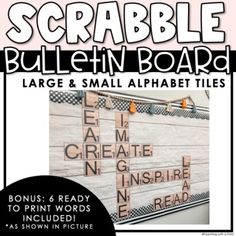 an image of a bulletin board with the words scrabble bulletin board on it