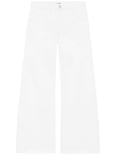 white cotton denim front button and zip fastening belt loops two side inset pockets two rear patch pockets wide leg high-waisted Cotton Wide Leg Flare Jeans With Belt Loops, High-rise White Jeans With Belt Loops, High Rise White Jeans With Belt Loops, White High Rise Jeans With Belt Loops, Wide-leg Cotton Jeans With Belt Loops, Cotton Cropped Leg Flare Jeans With Belt Loops, White Cropped Leg Jeans With Belt Loops, Cropped Cotton Flare Jeans With Belt Loops, White Cropped Jeans With Belt Loops