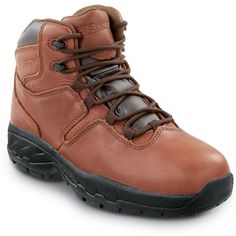 Waterproof, oiled, tumbled leather upper. Waterproof bootie construction. Taibrelle linings. Molded removable PU cup insole. Molded phylon midsole. SR Max MaxTrax oil and slip resistant rubber outsole. Soft toe. No safety toe cap. Leather Work Boots Impact Resistant For Outdoor Work, Slip-resistant Moc Toe Hiking Boots For Walking, Impact Resistant Leather Lace-up Hiking Boots, Rugged Impact-resistant Snip Toe Hiking Boots, Rugged Leather Work Boots With Impact Resistance, Rugged Slip-resistant Hiking Boots With Round Toe, Durable Moc Toe Leather Boots, Durable Leather Moc Toe Boots, Leather Moc Toe Boots