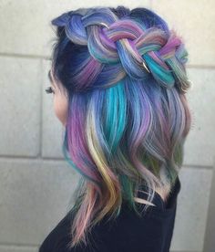 Pulp riot - mermaid bright hair colour & curls Color Hairstyles, Rainbow Hair Color, Multicolored Hair, Short Hair Color, Hair Makeover, Colored Hair