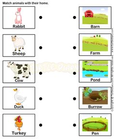 worksheet with pictures and words for children to learn about farm animals in english