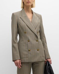 Womens Plaid Blazer, Pocket Princess, Work Wear Outfits, Peak Lapel, Princess Seams, Womens Blazers, Plaid Blazer, Work Clothes, Princess Seam