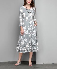 Look what I found on #zulily! Gray Floral Button-Down Ruffle-Hem Maxi Cardigan - Plus #zulilyfinds Maxi Cardigan, Plus Size Beauty, Grey Floral, Beauty Items, Ruffle Hem, Cold Shoulder Dress, Long Sleeve Dress