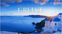 an image of the greek island of oia with text overlaying it that reads, greece