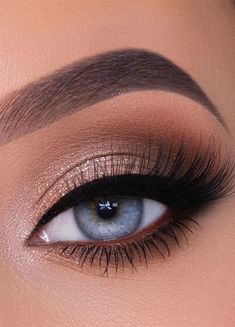 Dramatic Eye Makeup For Brown Eyes, Inner Cat Eye, Maid Of Honor Eye Makeup, Amber Eyeshadow Looks, Eyeshadow Look For Blue Eyes, Birthday Makeup Looks Natural Smokey Eye, Homecoming Makeup Ideas For Blue Dress, Copper Makeup For Blue Eyes, Prom Eye Shadow