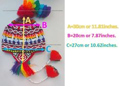 "Why to purchase this Genuine Colorful Peruvian Q'ero Alpaca earflaps hat? COLORFUL DESIGN: Vibrant colors, cool design. This colorful Chullo is a handmade hat made by indigenous from the Andes - PERU, woven in multicolored wool yarn, with ear flaps and decorated with beads all around, which are sewn one by one. This particular one has a design of the \"Andean Llama\",South American camelid from the Andean cultures. WARM: It will surely keep you warm on cold winter days. You will find that natur Warm Adjustable Festival Hat, Traditional Hand Knitted Adjustable Hat, Adjustable Multicolor Hat With Ear Flaps, Handmade Adjustable Traditional Crochet Hat, Warm Adjustable Bohemian Crochet Hat, Andes Peru, Handmade Hat, Skull Cap Beanie, Winter Days