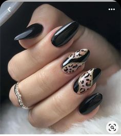 Black Leopard Print Nails, Almond Acrylic Nail, Nail Art Stripes, Simple Mehndi Designs Fingers