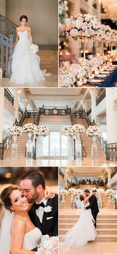 the bride and groom are posing for pictures