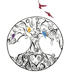 an image of a tree with birds on it and the caption reads, birthtone tattoos pictures / surrogacy tattoo - the colors are the colors are the colors