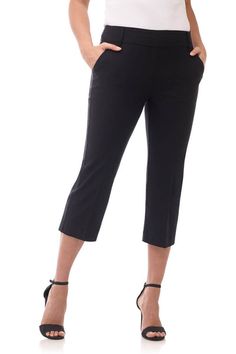 Secret Figure Pull-On Knit Bootcut 5 Pocket Pant – Rekucci Mid-rise Straight Fit Bottoms For Business Casual, Stretch Dress Pants For Work With Straight Hem, Straight Hem Stretch Bottoms For Workwear, Elastane Cropped Leg Pants For Workwear, Stretch Cropped Leg Pants For Business Casual, Stretch Business Casual Cropped Pants, Stretch Cropped Leg Capris For Business Casual, Stretch Capris For Business Casual, Stretch Cropped Leg Office Pants