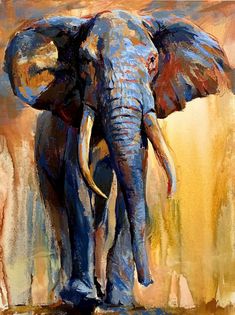 an elephant painting is shown on a easel