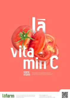 a poster with tomatoes on it that says la vita minic, 100 % organic