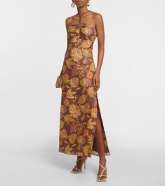 Josefina floral linen midi dress in multicoloured - SIR | Mytheresa Sir The Label, Luxury Outerwear, Designer Shopping, Linen Midi Dress, France Wedding, June 2024, Halter Neckline, The Label, Midi Length