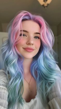 Get ready to indulge your sweet tooth and satisfy your craving for stunning hair with these 32 dreamy cotton candy hairstyles. These delectable looks feature soft, pastel hues that blend seamlessly, creating a mesmerizing effect Fun Pastel Hair Color Ideas, Pastel Cotton Candy Hair, Pastel Multicolor Hair, Cotton Candy Outfit Ideas, Light Colorful Hair, Pastel Hair Color Ideas For Short Hair, Pink And Blue Hair Ideas, Pastel Dyed Hair, Cotton Candy Hair Color