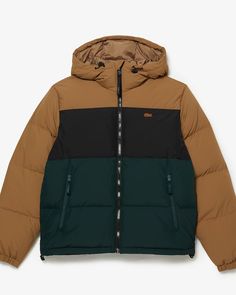 Men's Quilted Colorblock Water-Repellent Jacket - Men's Jackets & Coats - New In 2024 | Lacoste School Sweater, Water Repellent Jacket, Thermal Jacket, Man Quilt, Men's Jackets, Lacoste Men, Brown Jacket, 2024 Collection, Outerwear Jackets