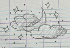 a drawing of a teddy bear sitting on top of a piece of lined notebook paper