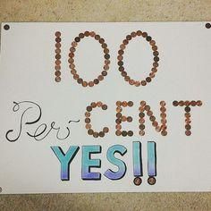 a sign that says 100 per cent yes