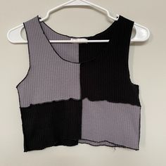 Size: M Color: Grey, Black Condition: Nwot Brand: Romwe A Cute, Cropped, Patchwork Tank That's Perfect For Summer. *All My Items Are Shipped From A Pet-Free, Smoke-Free Home* Patchwork Tank Top, Lettuce, Tank Top, Womens Tops, Trim, Tank Tops, Pet, Grey, Women Shopping