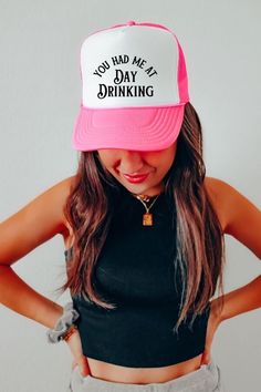 Perfect hat for all the summer activities!  Grab it for the pool, lake or river! Hot pink and White Foam trucker hat day drinking  adjustable snap back Summer Trucker Hat, Funny Trucker Hat, Cap Mockup, Hat Day, Summer Cap, Day Drinking, Hat Ideas, Mesh Cap, Girl With Hat