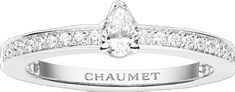 Classic Pear-shaped Diamond Ring With Pave Setting, Luxury Platinum Teardrop Diamond Ring, Chaumet Ring, Vvs Diamond, French Jewelry, Vs Diamond, Signature Jewelry, Pear Shaped Diamond, Diamond Sizes