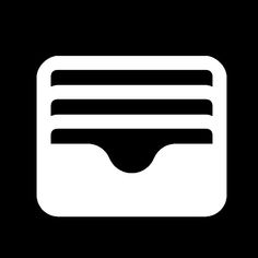 a black and white icon with a credit card in the bottom right corner, on a dark background