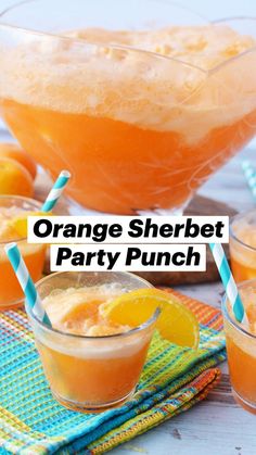 orange sherbet party punch in small glasses