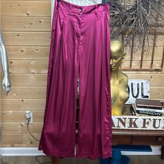 This Is A Boutique Brand.. They Are A Little Big On Me. They Are A Pinkish Magenta Color. They Are Beautiful. Will Be Great For The Upcoming Holidaysperfect For Christmas ! They Do Have Little Spandex In Material. I Am A Size 6 Modeling. Prob Would Fit Up To An 8 Go By Measurements Waist 14.5 Unstretched Stretches To 15.5” Front Rise 13” Inseam 30.5” Magenta Color, Boutique Brands, Leg Pants, Wide Leg Pants, Wide Leg, Size 6, Spandex, Boutique, Purple