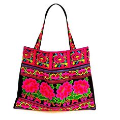 Beautifully And Uniquely Embroidered Tote Bag In Stunning, Eye Popping, Happy Colors With Floral Pattern Details. Designed To Make You Smile. Versatile, Lightweight, Multi Use. Cotton Fabric, Fully Lined. Double Strap, Shoulder Or Hand Carry. Unused. Bohemian Vibe. Excellent Condition. Make An Offer. Thank You So Much. Details: Features Florals Details. Front And Back Flat, Patterned Shoulder Straps Lining: Cotton/Polyester Approx. 13.8"H X 16.7"W X 6.7"D Packable. Lay Flat. Imported Top Rated S Summer Tote Bag With Multicolor Embroidery, Pink Embroidered Handheld Bag, Pink Bohemian Bag For Daily Use, Spring Embroidered Tote Beach Bag, Spring Embroidered Beach Bag Tote, Bohemian Pink Bag With Removable Pouch, Summer Pink Embroidered Bags, Handmade Pink Festival Bags, Traditional Pink Shoulder Bag