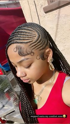 Alicia Keys Lemonade Braids, Lemonade Box Braids Hairstyles, Lemonade Braids With Box Braids In Back, Lemonade With Knotless, Side Part Stitch Braids, Side Part Braids Hairstyles, Lemonade Braids With Knotless, Alicia Keys Braids Hairstyles, Braids Baddie