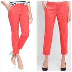 Nwt Gap Slim City Pants Size 10 Features: * Crafted From 97% Cotton And 3% Elastane * Rose Bush Red Color * Sits Slightly Below Waist * Cropped Style * Slim Leg Opening * Front Zip Closure * Machine Wash Measurements: * Length: 36" * Inseam: 26.5" * Waist: 16.5" * Hips: 20.5" * Front Rise:10.5" * Leg Opening: 7" 2 Gap Tapered Leg Bottoms For Spring, Gap Mid-rise Bottoms For Work, Gap Stretch Pants For Spring, Gap Ankle Pants For Spring, Spring Stretch Pants By Gap, Gap Spring Tapered Leg Pants, Gap Bottoms For Spring Workwear, Chic Gap Pants With Pockets, Mid-rise Chinos For Summer Workwear