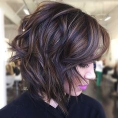 Short Layered Bob Hairstyles, Edgy Pixie, Balayage Blonde, Layered Bob Hairstyles, Short Layered, Hair Styles 2017, Dark Brown Hair