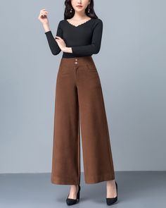 * A wide leg pants for autumn and winter, made of quality cotton blends. * Two pockets, they are big enough for your hands. * Material: 55% cotton, 22% polyester, 18% nylon, 5% spandex * Let us know your usual size in your country and your overall height. * Can custom make waist size and length. * Size: True to US size, US 0-US 20 are available, you can let us know your usual size and height in your order. * Shipping: Free shipping Processing time : 5-7 Business days Delivery time : 7-20 Busines Brown Wide Leg Trousers For Fall, Brown Wide Leg Cargo Pants For Fall, Brown Wide Leg Pants With Pockets For Winter, Baggy Winter Wide Leg Straight Pants, Ankle-length Wide Leg Cotton Pants For Winter, Brown Wide-leg Pants For Winter, Winter Wide-leg Pants, Winter Wide Leg Pants With Pockets, Customized Pants