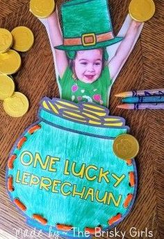 a child's photo on a st patricks day leprechaun