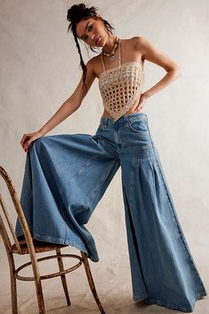 We The Free Pandora Wide-Leg Jeans | Free People Diy Ripped Jeans, Wide Leg Jeans Outfit, Altering Clothes, Denim Trends, Clothing Dresses, Look Fashion, Wide Leg Jeans, Denim Fashion, Boho Outfits