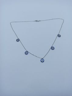 Chain size:45 cm Evil eye size: 7 millimeter lucky necklace will beautiful to you evil eye necklace will protect you from the evil eye of others If you want, you can order as a single evil eye. if you want different necklace size please feel free to contact me Please feel free to ask your questions about the product. I will definitely answer quickly :) https://www.etsy.com/shop/Hirajewelrydesign?ref=seller-platform-mcnav White Gold Sterling Silver Evil Eye Necklace, White Gold Necklace With Evil Eye, White Gold Sterling Silver Necklace With Evil Eye, Sterling Silver Evil Eye Charm Necklace, Silver Evil Eye Round Pendant Necklace, Silver Sterling Silver Evil Eye Necklace, Silver Necklace With Evil Eye Round Pendant, Blue Sterling Silver Necklace With Diamond Eyes, Dainty Sterling Silver Evil Eye Necklaces