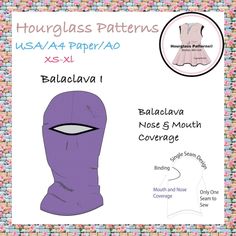 an image of a paper doll's head with the words, baldaclava nose and mouth covering