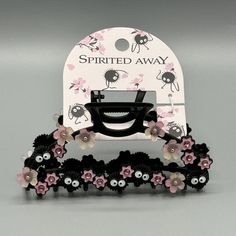 Studio Ghibli Spirited Away Soot Sprite & Sakura Claw Hair Clip This Black Claw Clip From Spirited Away Feature Soot Sprites And Sakura Blossoms. * 4" X 2" * Alloy; Acrylic * Imported Studio Ghibli Car Accessories, Adjustable Black Hair Accessories For Spring, Cute Black Headband Hair Accessories, Ghibli Earrings, Black Claw Clip, Studio Ghibli Jewelry, Ghibli Jewelry, Sakura Hair, Studio Ghibli Earrings