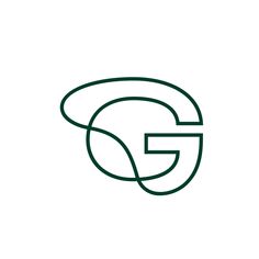 the letter g is made up of green lines and has an oval shape on it